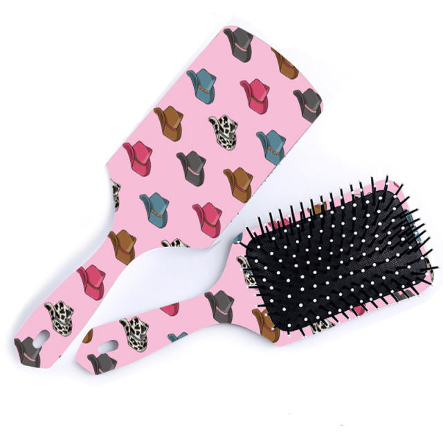 Pink Cowboy Hat Hairbrush