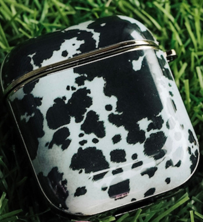 Black Cowhide Air Pod Case